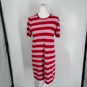 Ann Mashburn Pink Red Striped crewneck dress